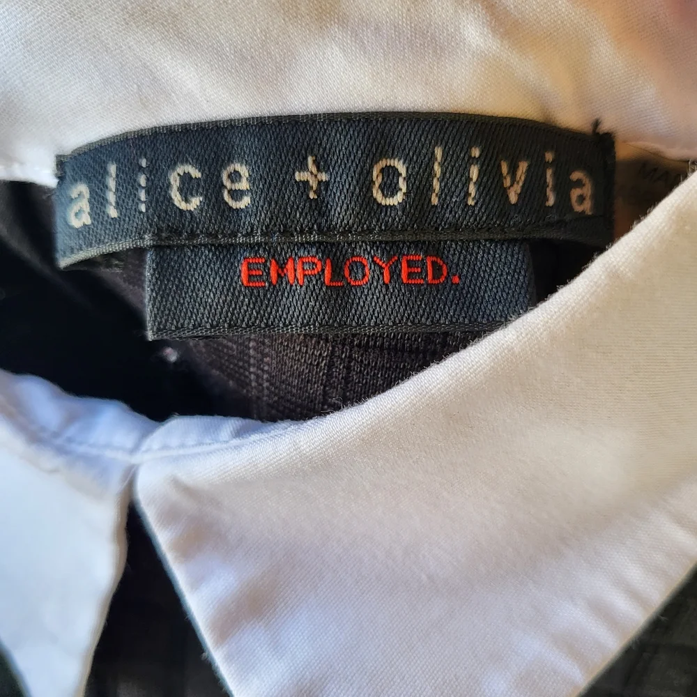 Alice + Olivia Employed Collared Academia Fit & Flare Textured Knit Mini Dress 2 - Picture 6 of 7